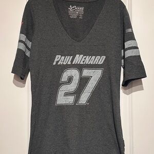 Chase Authentics Paul Menard #27 Long Sleeve V‑Neck Tee - Dark Gray
